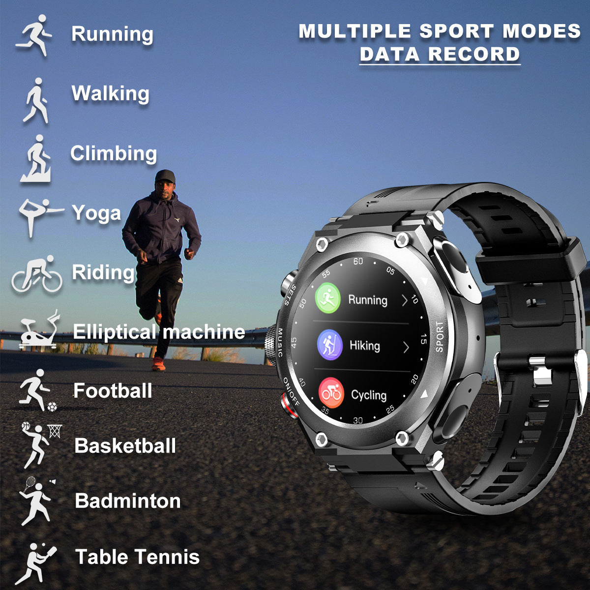 Men's Smart Watch with Bluetooth Headset and Sport Bracelet