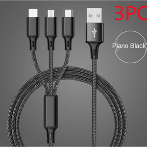 Three-head Mini Braided Three-in-one Data Cable