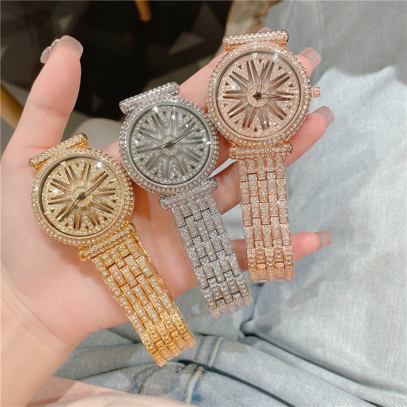 Rhinestone Round Ladies' Watch