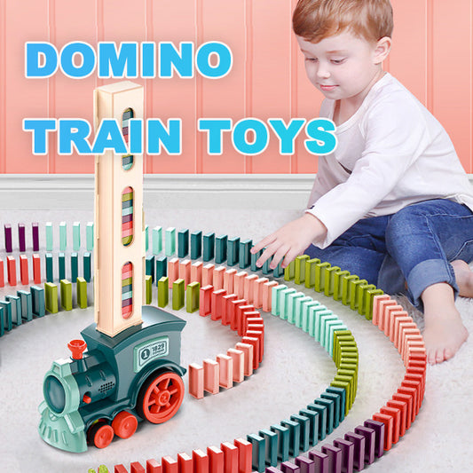 Juego de tren dominó para bebés con desbloqueo automático y bloques de construcción eléctricos