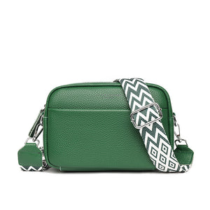 Fashion Shoulder Bag - Small Square Bag for Women, with Rhombus Embroidered Wide Shoulder Strap