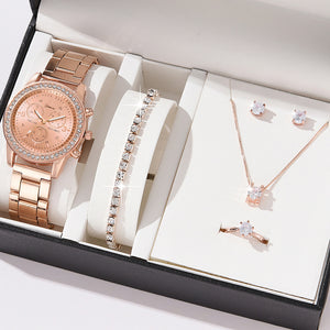 Conjunto de regalo para mujer con reloj de pulsera y colgante.