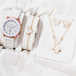 Women's Gift Set With Rubber Strap Watch