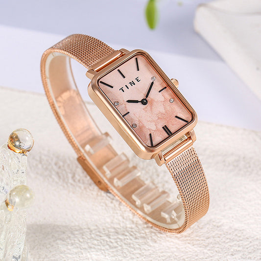 Women's Square Watch With Metal Strap
