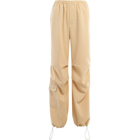 Woman's Solid Color Casual Slim-fit Commute Multi-pocket Cargo Pants