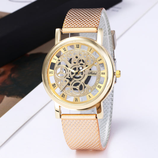 Reloj De Mujer Con Esfera Transparente Y Correa De Metal