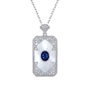S925 Silver Inlaid Sapphire Necklace