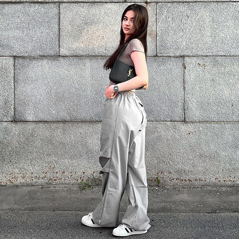 Woman's Solid Color Casual Slim-fit Commute Multi-pocket Cargo Pants