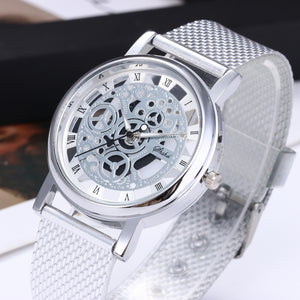 Women's Watch With Transparent Dial And Metal Strap