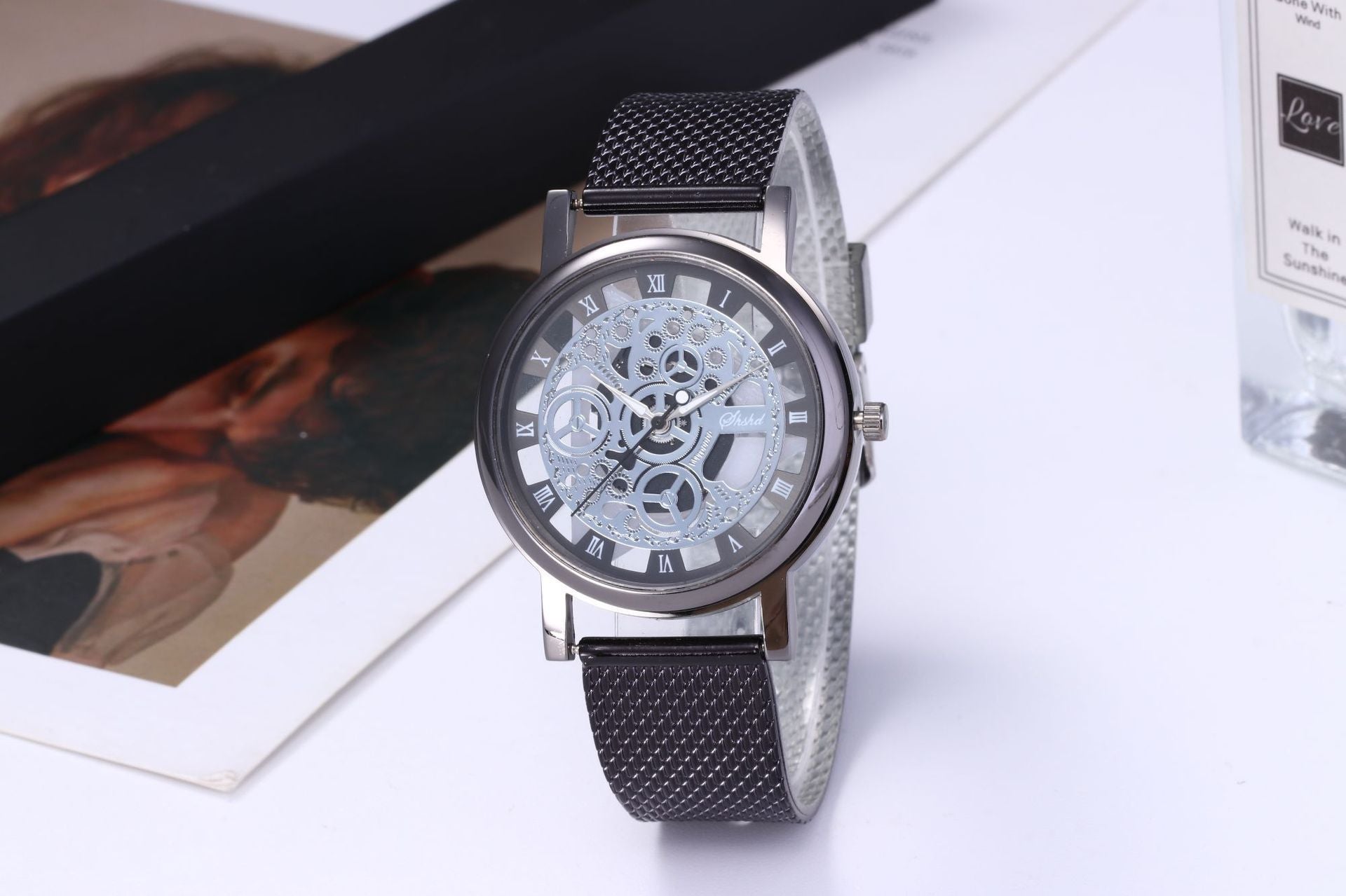 Women's Watch With Transparent Dial And Metal Strap