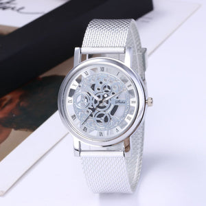 Women's Watch With Transparent Dial And Metal Strap