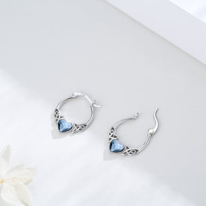 925 Sterling Silver Celtic Love Heart Hoop Earrings