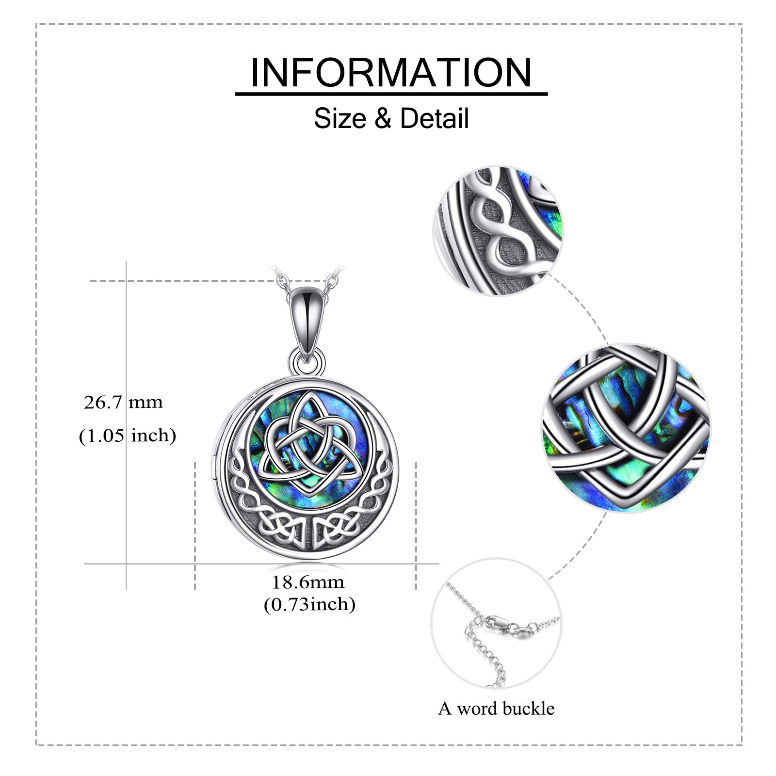 Medaillon-Halskette mit keltischem Knoten und Foto für Damen, 925er Sterlingsilber