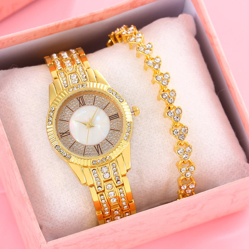 Reloj de cuarzo para mujer adornado con diamantes de imitación