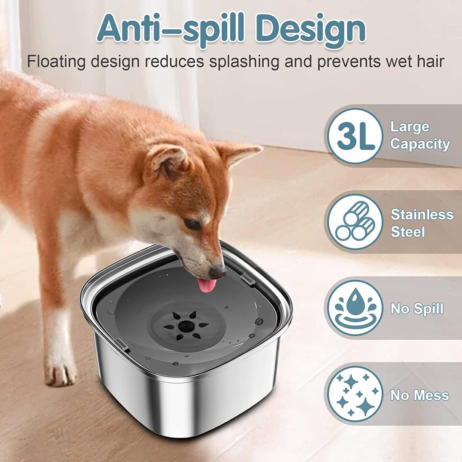 Pet Stainless Steel Water Bowl Large Capacity Floating