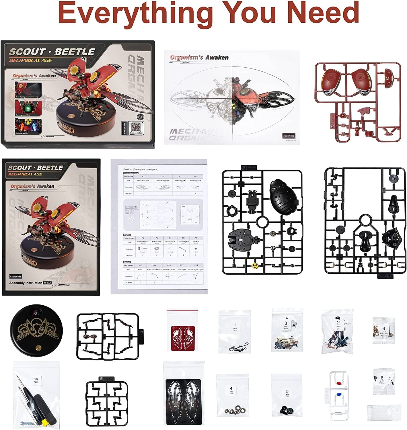 Robotime Rokr Scout Beetle Metall-3D-Puzzles, Spiele im Punk-Stil, Geschenk zum Geburtstag, einfache Montage, mechanisches Design, DIY-Spielzeug – MI02