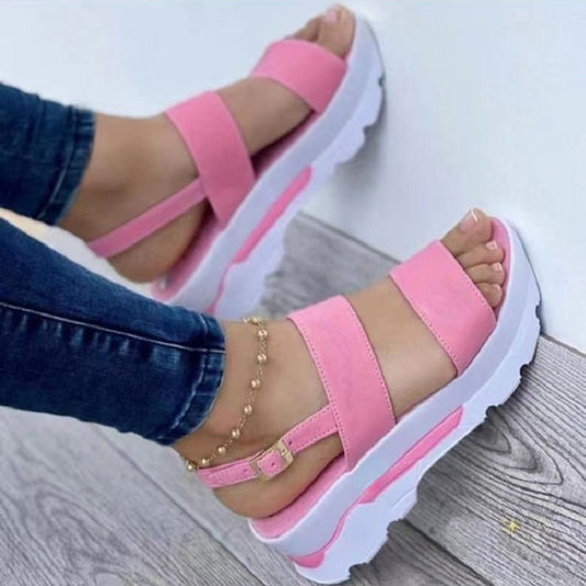 Zapatos de mujer Sandalias de plataforma con hebilla casual Moda de verano