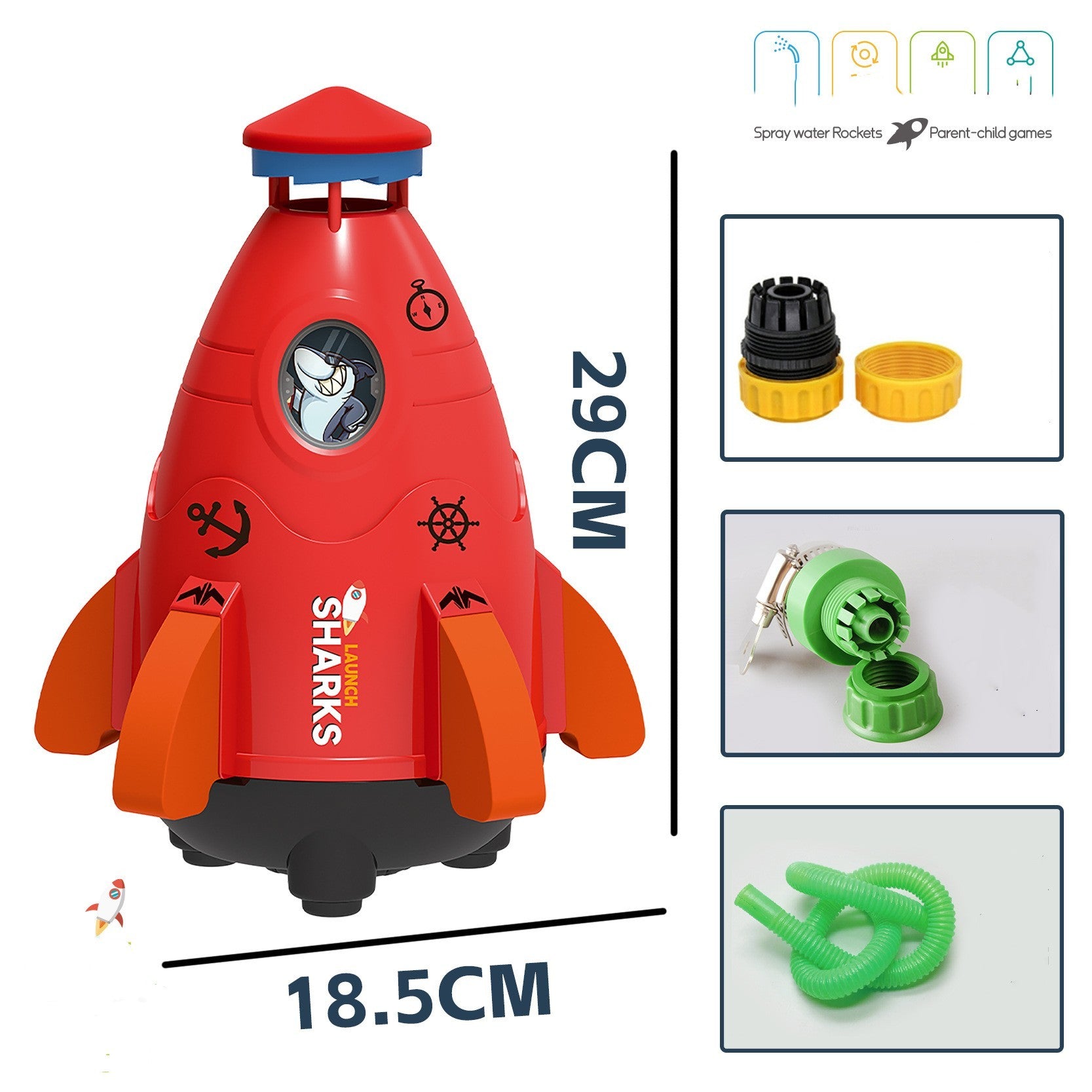 Sprinkler-Spinner in Weltraumraketen-Form für Kinder