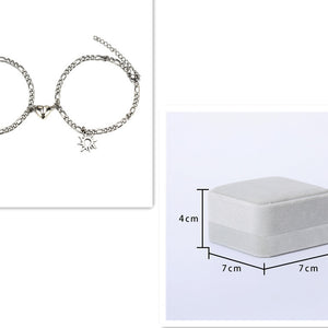 Stainless Steel Sun & Moon Bracelet: Magnetic Heart Charm