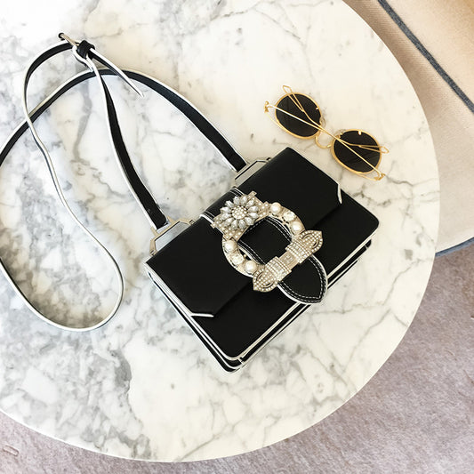 Designer Diamond Lock Bag - Fashionable and Elegant PU Leather Handbag for Women, Famous Designer Quality