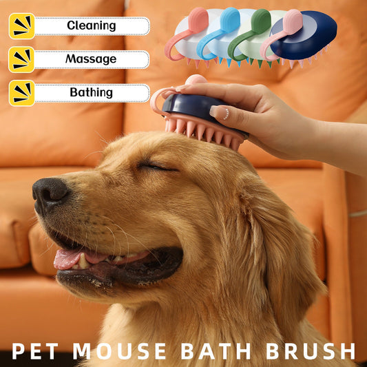 Soft Silicone Pet Hair Remover Comb - Handheld Bath and Shower Brush for Shampooing and Massaging Dogs and Cats, Cleaning Tool