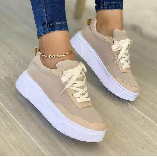 Lace-up Shoes Women Flats Thick Bottom Fashion Mesh Sneakers