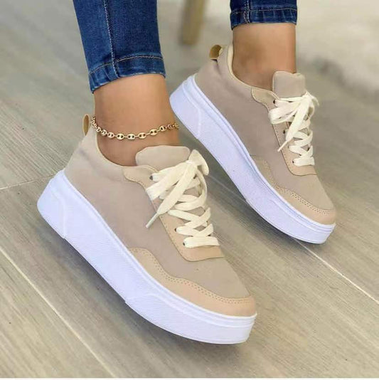 Schnürschuhe Damen Flats Dicke Unterseite Mode Mesh Sneakers