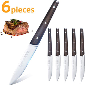 6Pcs Steak Knife Set Serrated Stainless