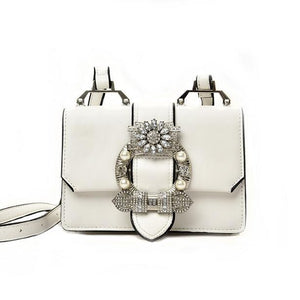 Bolso con cierre de diamante de diseñador: bolso de cuero PU elegante y a la moda para mujer, calidad de diseñador famoso 