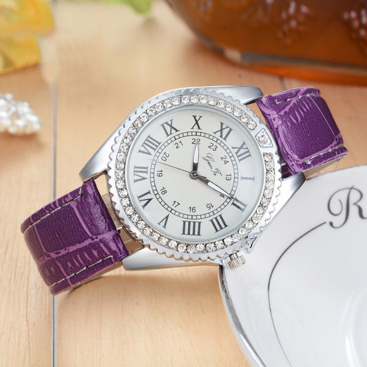 Round Women's Watch With Leather Strap