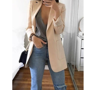 Cárdigan tipo blazer ajustado con solapa para mujer