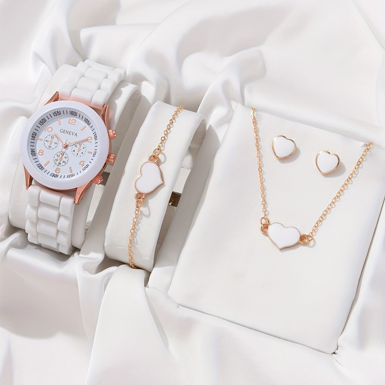 Women's Gift Set With Rubber Strap Watch