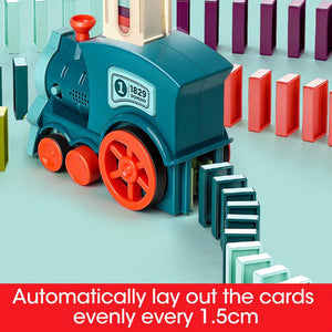 Juego de tren dominó para bebés con desbloqueo automático y bloques de construcción eléctricos
