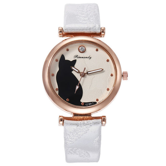 Women's Casual Quartz Watch With A Cat On The Dial