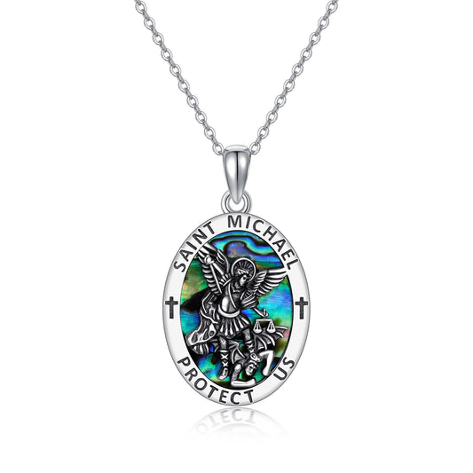 Sterling Silver Saint Michael Coin Pendant: Men's Jewelry