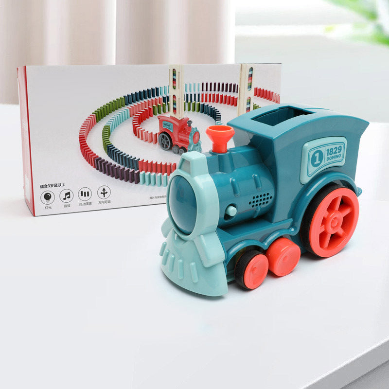 Juego de tren dominó para bebés con desbloqueo automático y bloques de construcción eléctricos