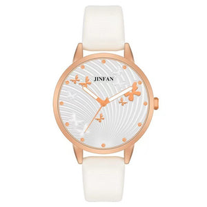 Women's Round Watch With Butterflies On The Dial