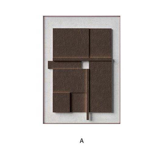 Nordic Brown 3D Geometric Abstract Canvas Painting