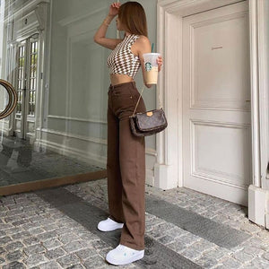 Women's Retro Jeans in Brown Color
