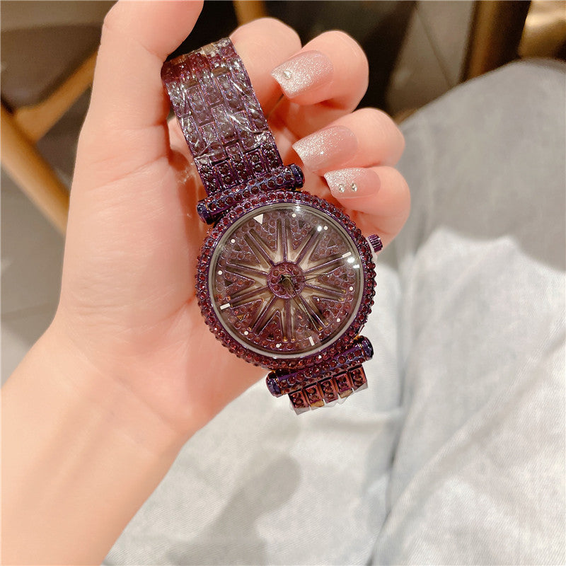 Rhinestone Round Ladies' Watch