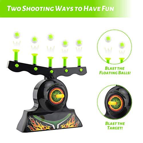 Floating Ball Shooting Game Targets - Glow in the Dark, Includes 1 Blaster Toy Gun, 10 Soft Foam Balls, 3 Darts, Fun Toy for Kids