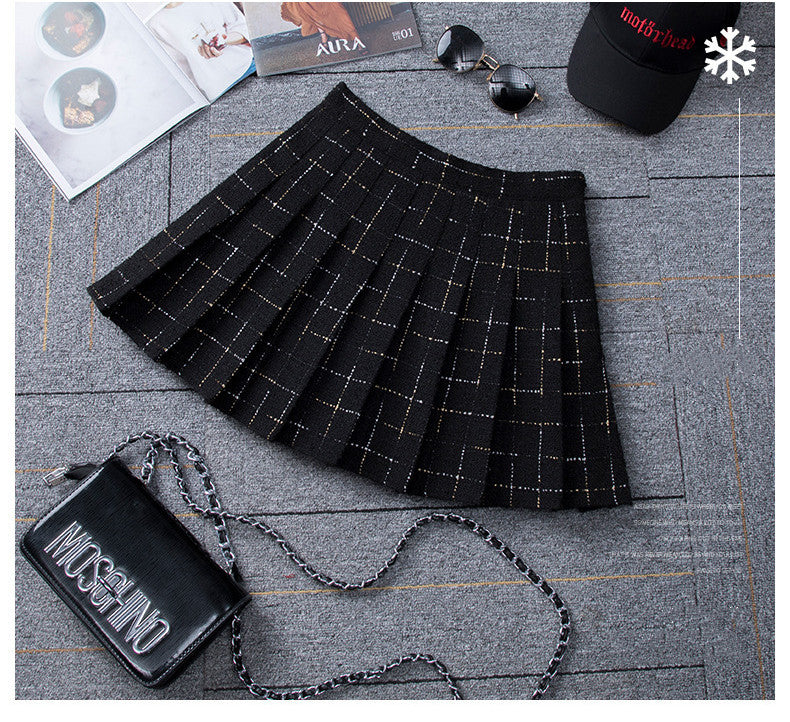 Women's High Waist Skirt with plaid print