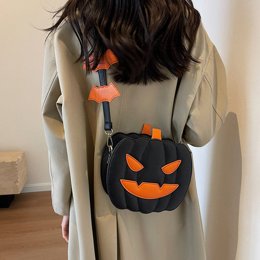 Bolso bandolera con dibujos de calabaza, Halloween 2023, diseño de murciélago, bolso de hombro femenino creativo