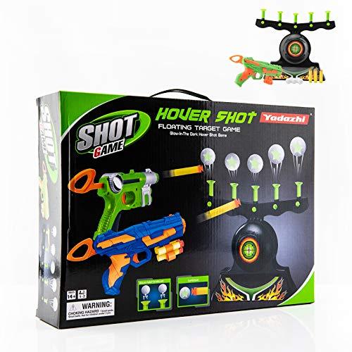 Schwebende Ball-Schießspiel-Ziele – leuchtet im Dunkeln, enthält 1 Blaster-Spielzeugpistole, 10 weiche Schaumstoffbälle, 3 Darts, lustiges Spielzeug für Kinder