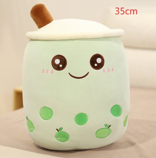 Juguete de taza de té Boba de felpa suave, bonito diseño de bebida de frutas, almohada de té de burbujas para niños