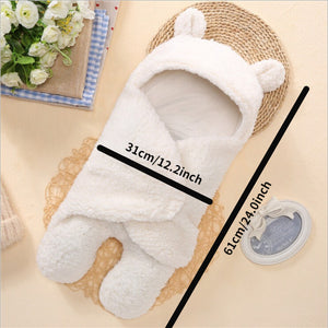 Winter Baby Sleeping Bag Bear Nap Printed Sleeping Bag, Suitable For Babies Aged 0-10 Months, Soft Nap Mat With Removable Pillow
