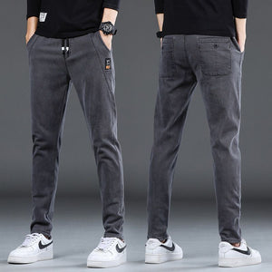 Men's Blue Jeans with Tucked Elastic Band