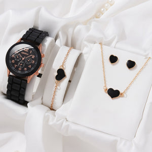 Women's Gift Set With Rubber Strap Watch