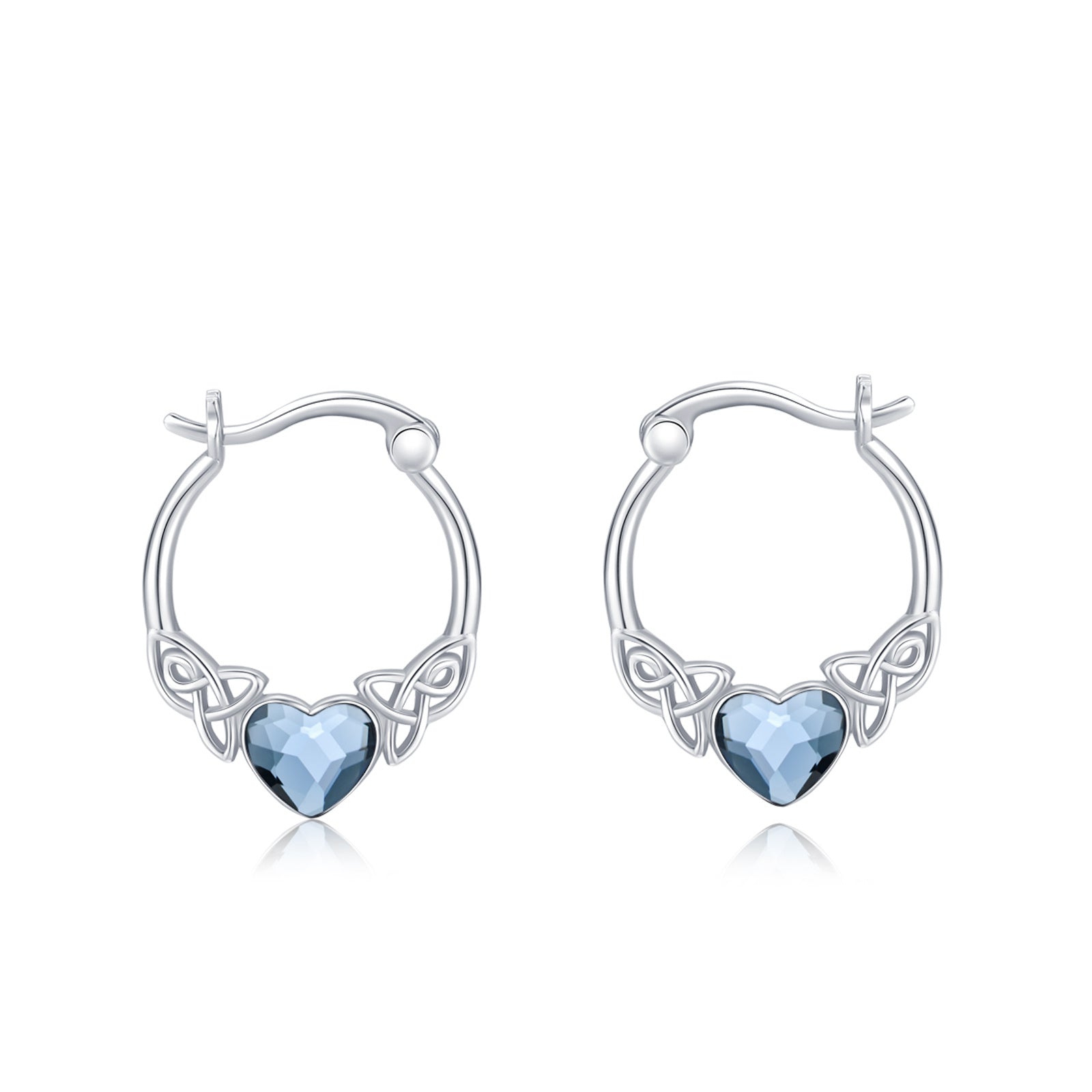 925 Sterling Silver Celtic Love Heart Hoop Earrings