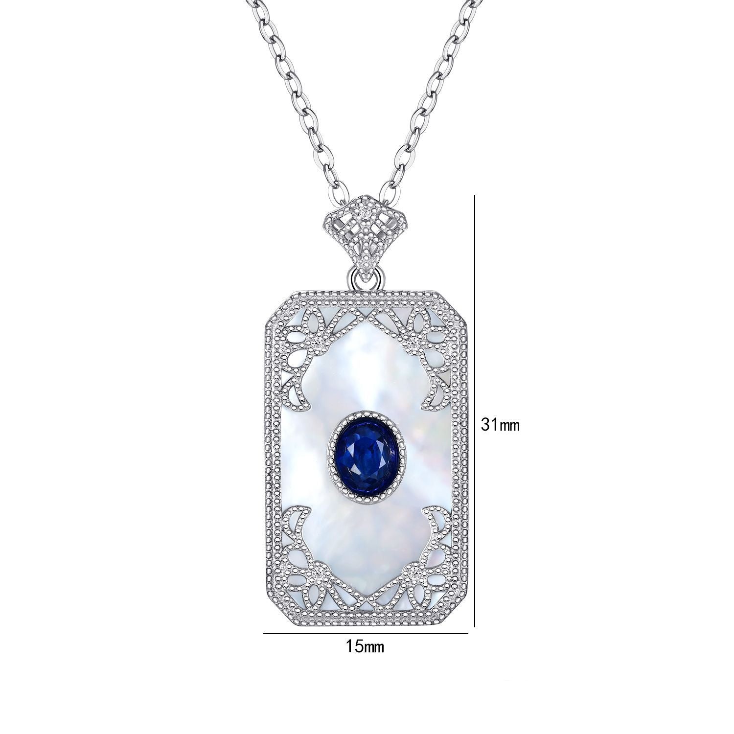 S925 Silver Inlaid Sapphire Necklace